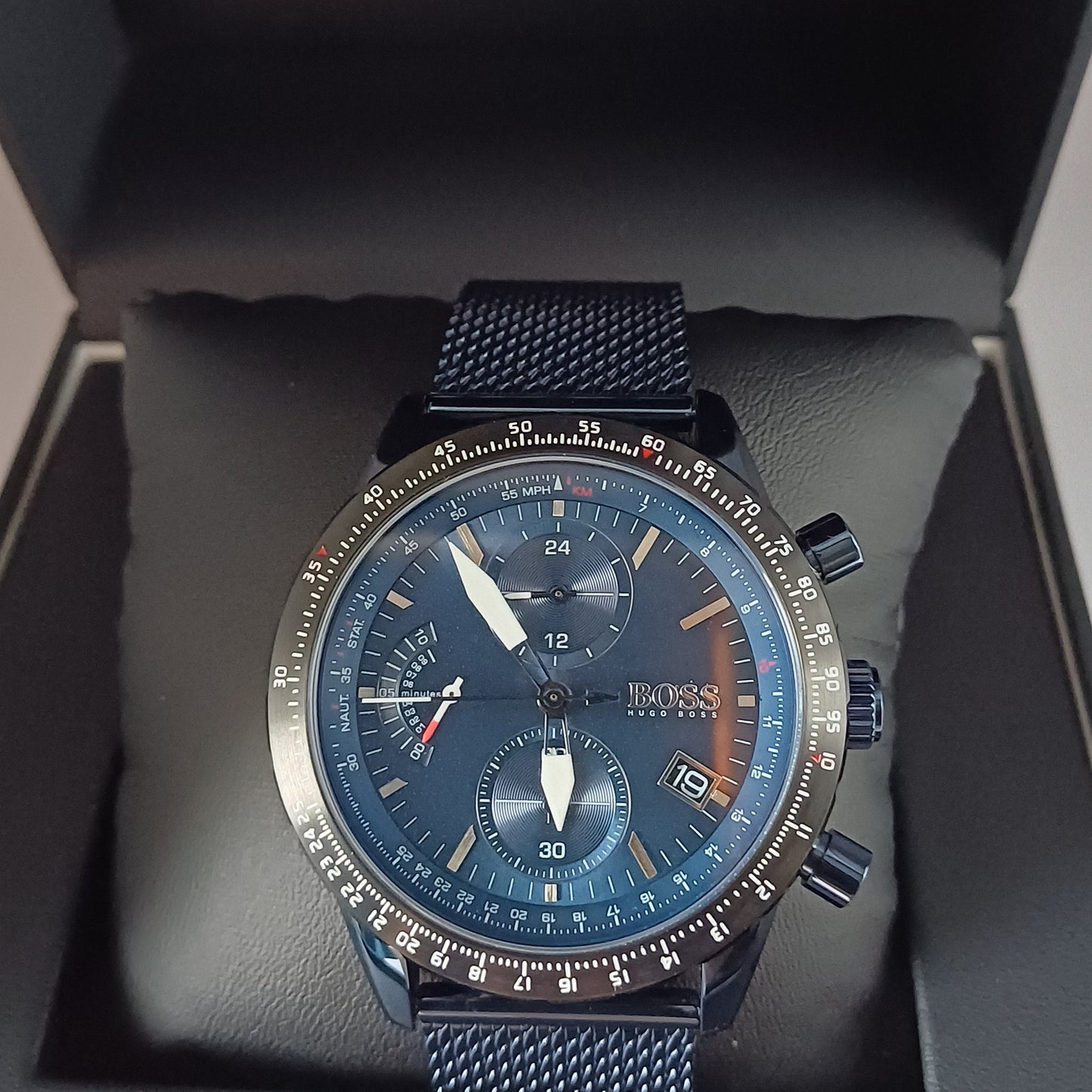 BOSS Chronograaf Blauw Mesh Band